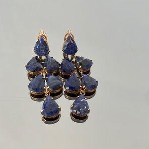 Made in Brazil this blue Brazilian gemstones cascade beautifully down the neck